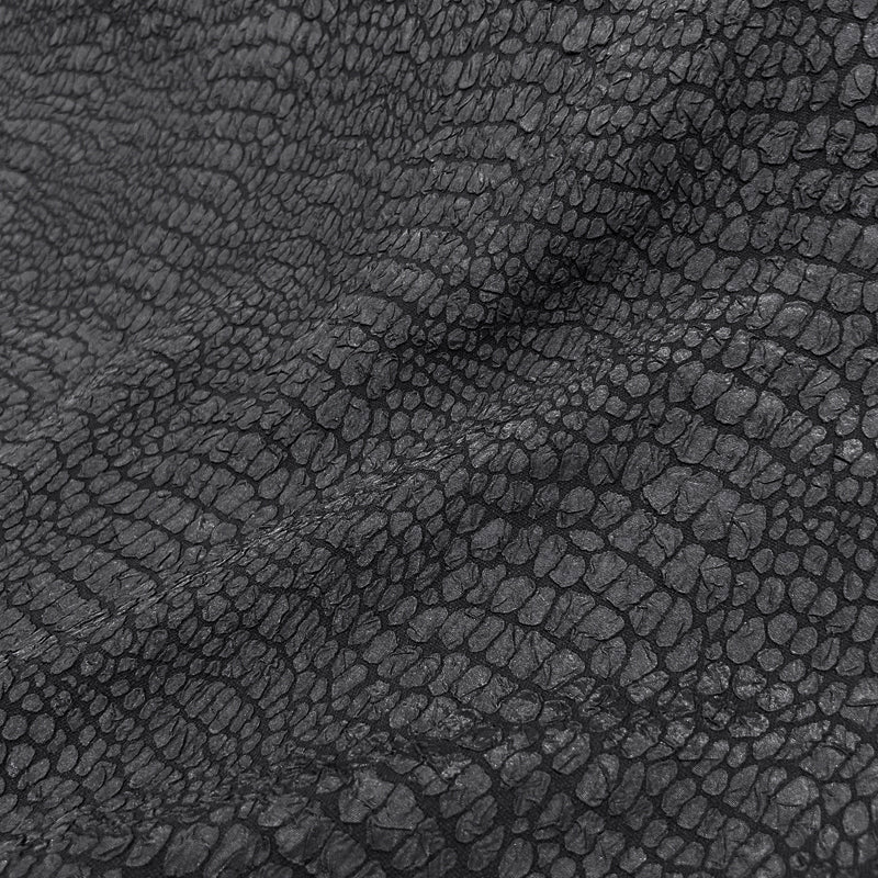 Black Embossed Brocade Fabric - Bubble Crinkle Snake Skin Textured