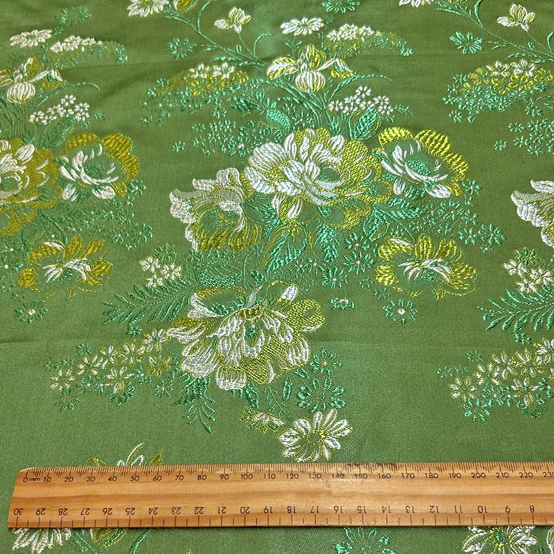 Floral Satin Brocade - Green Jacquard