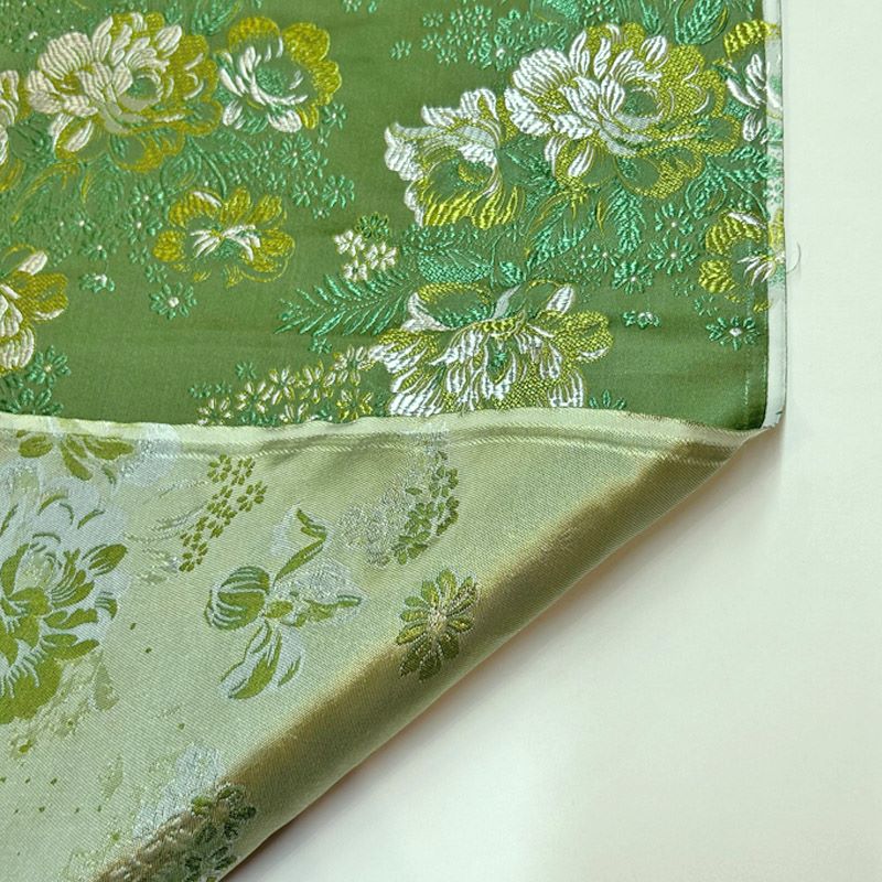 Floral Satin Brocade - Green Jacquard