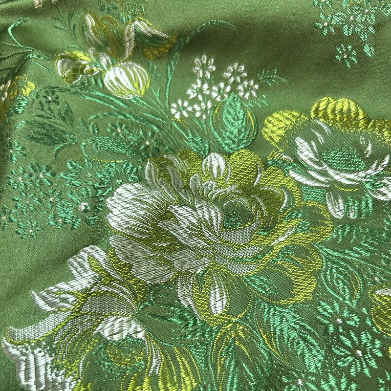Floral Satin Brocade - Green Jacquard