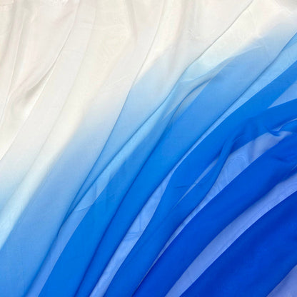 Thin White & Blue Gradient Chiffon - Sky-Like Sheer Draping Tulle