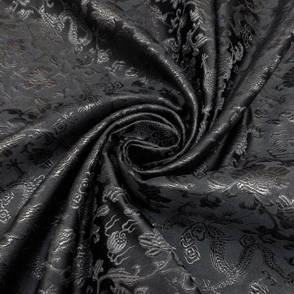 Black Dragon Chinese Brocade - Traditional Design Jacquard Textile