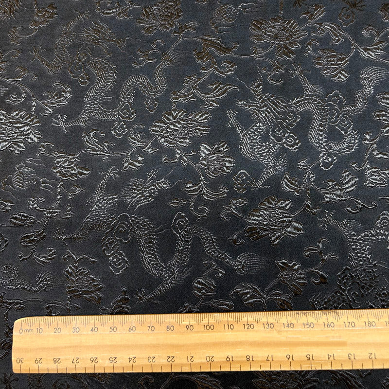 Black Dragon Chinese Brocade - Traditional Design Jacquard Textile