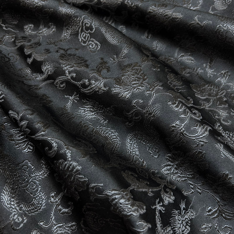 Black Dragon Chinese Brocade - Traditional Design Jacquard Textile
