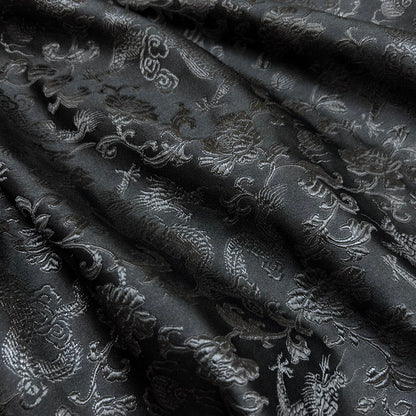 Black Dragon Chinese Brocade - Traditional Design Jacquard Textile
