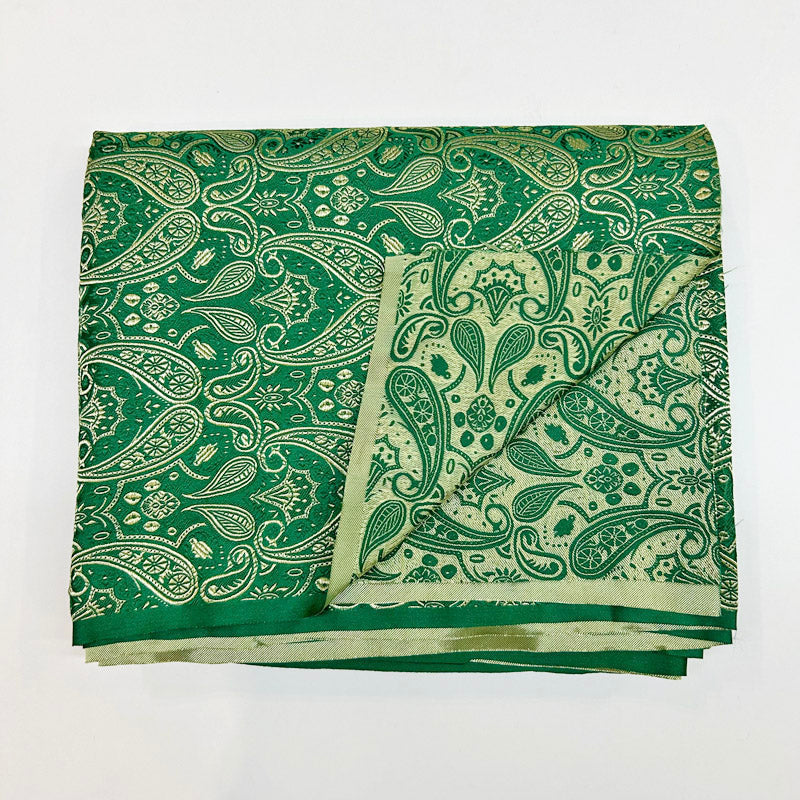 Green & Gold Paisley Brocade - Metallic Shiny Embroidery Fabric