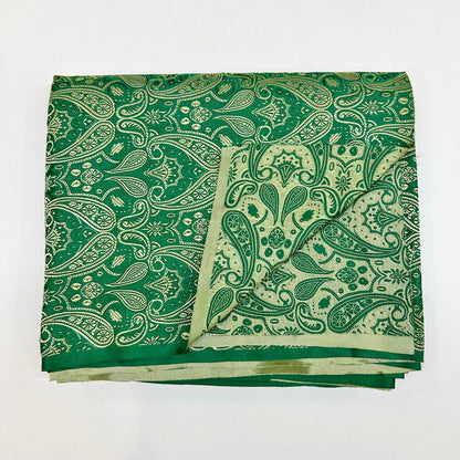 Green & Gold Paisley Brocade - Metallic Shiny Embroidery Fabric