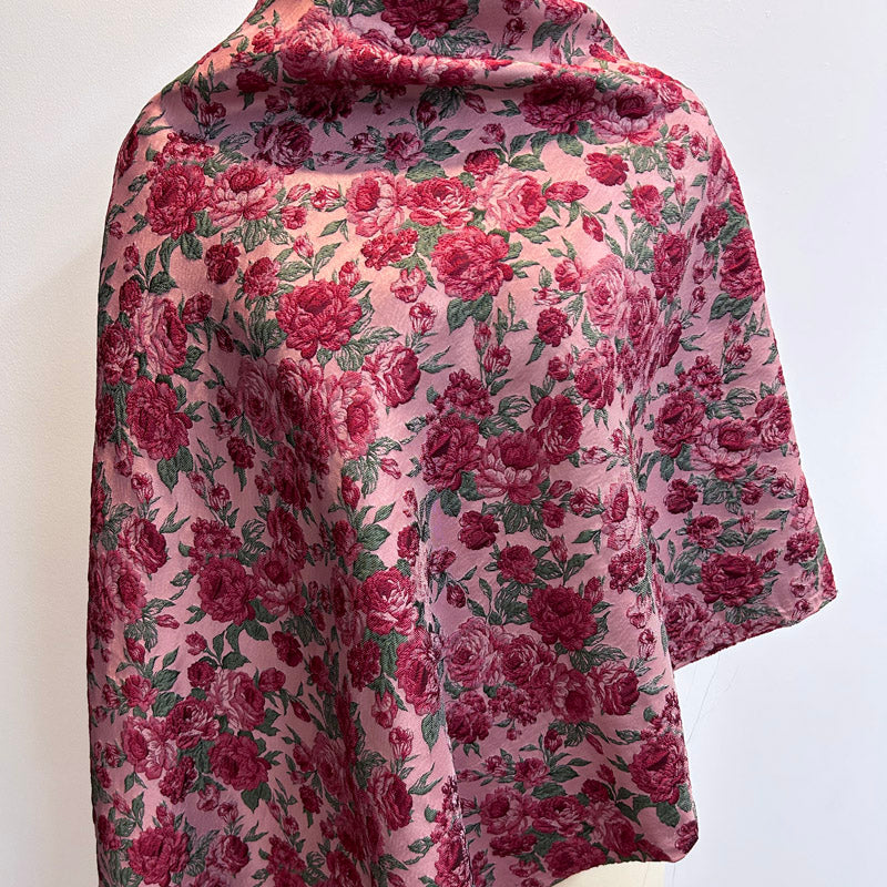 3D Rose Embossed Brocade - Vintage Floral Jacquard Fabric
