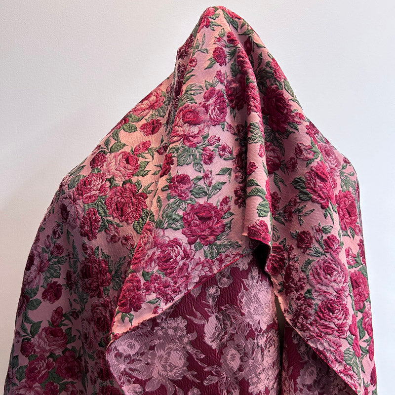 3D Rose Embossed Brocade - Vintage Floral Jacquard Fabric