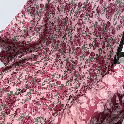 3D Rose Embossed Brocade - Vintage Floral Jacquard Fabric