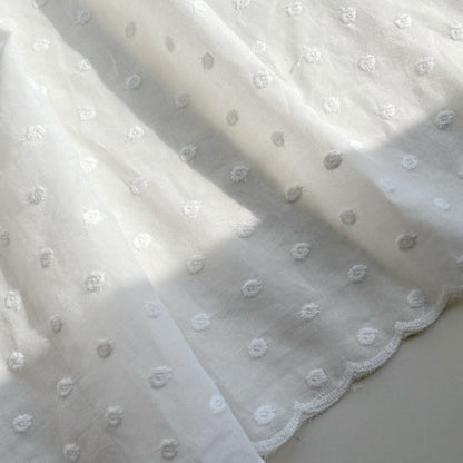 Thin Swiss Dots Embroidered Fabric - White Polka Dot Cotton Lace
