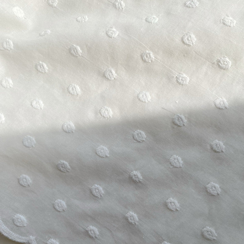 Thin Swiss Dots Embroidered Fabric - White Polka Dot Cotton Lace