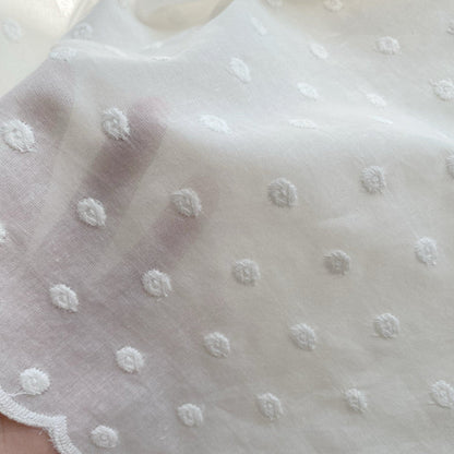 Thin Swiss Dots Embroidered Fabric - White Polka Dot Cotton Lace