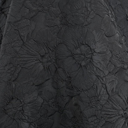 Floral Embossed Brocade - Black 3D Flower Fabric For Dressmaking