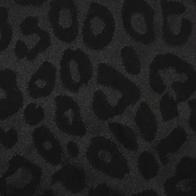 Ultra-Smooth Black Leopard Silky Satin - Glossy Jacquard Textile