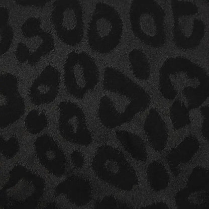 Ultra-Smooth Black Leopard Silky Satin - Glossy Jacquard Textile