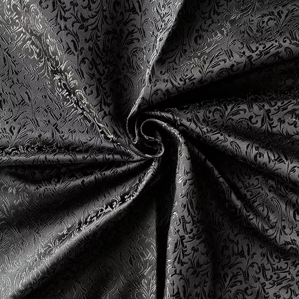 Black Victorian Jacquard Brocade - Shimmer Small Pattern Fabric