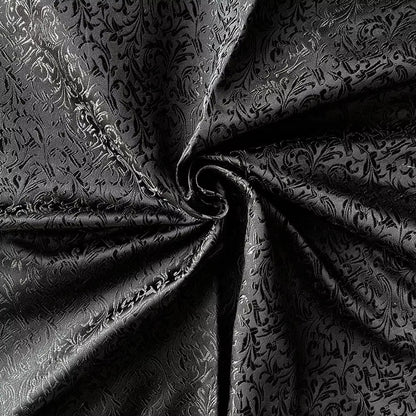 Black Victorian Jacquard Brocade - Shimmer Small Pattern Fabric