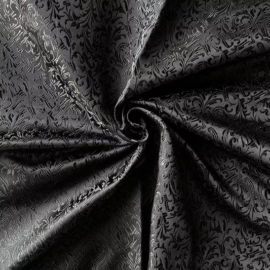 Black Victorian Jacquard Brocade - Shimmer Small Pattern Fabric