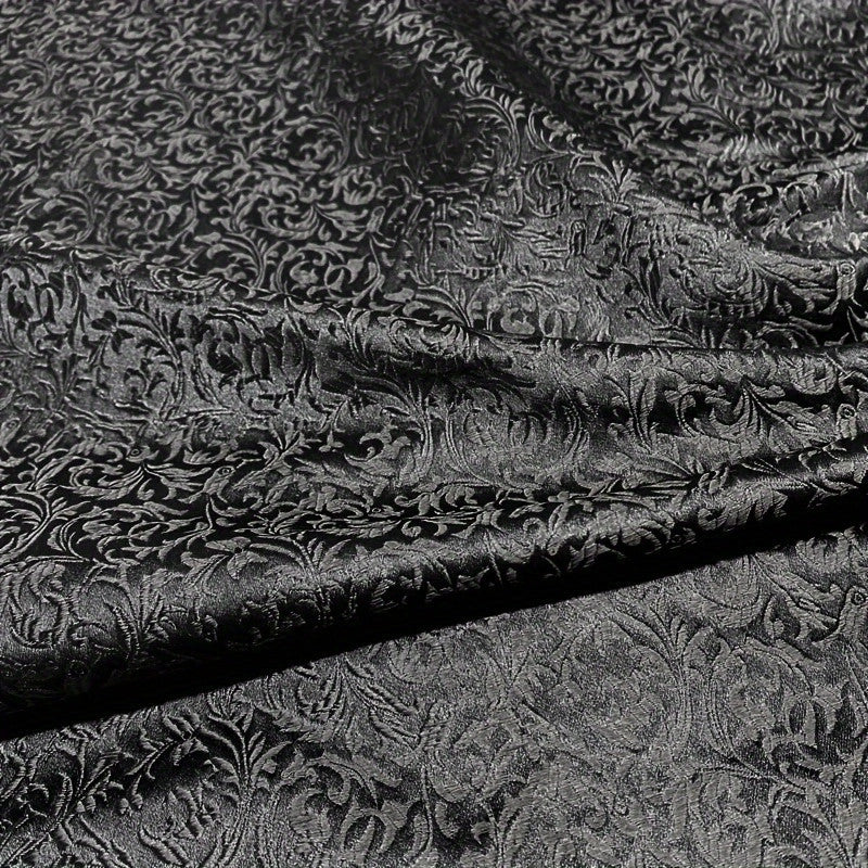 Black Victorian Jacquard Brocade - Shimmer Small Pattern Fabric