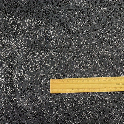 Black Victorian Jacquard Brocade - Shimmer Small Pattern Fabric