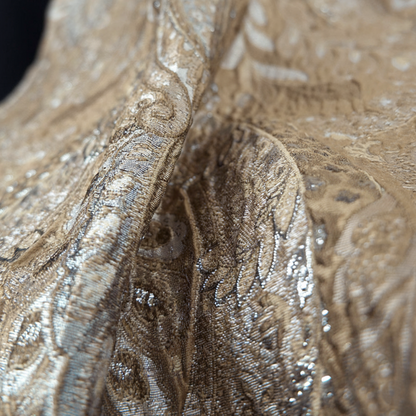 Damask Designer Brocade - Shimmer Golden 3D Texture Embossed Jacquard