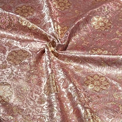 Pink Damask Brocade - Metallic Shimmer Jacquard Fabric