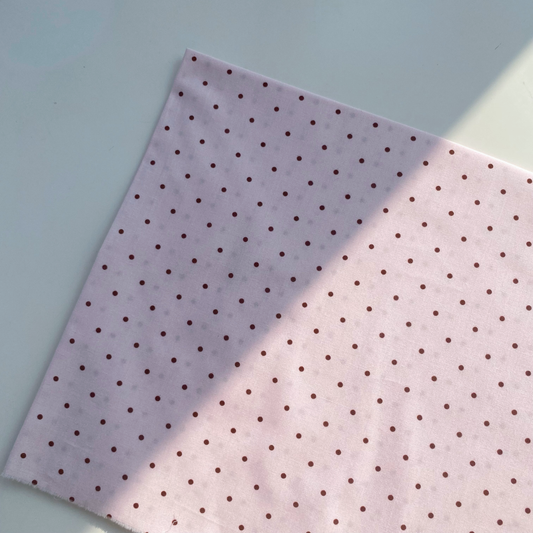 Classic Pink Small Dots 60s Cotton Fabric - Breathable Brown Spotted