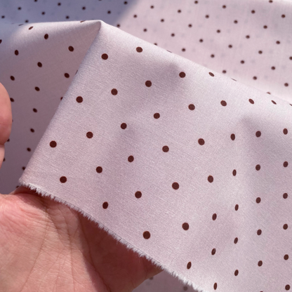 Classic Pink Small Dots 60s Cotton Fabric - Breathable Brown Spotted