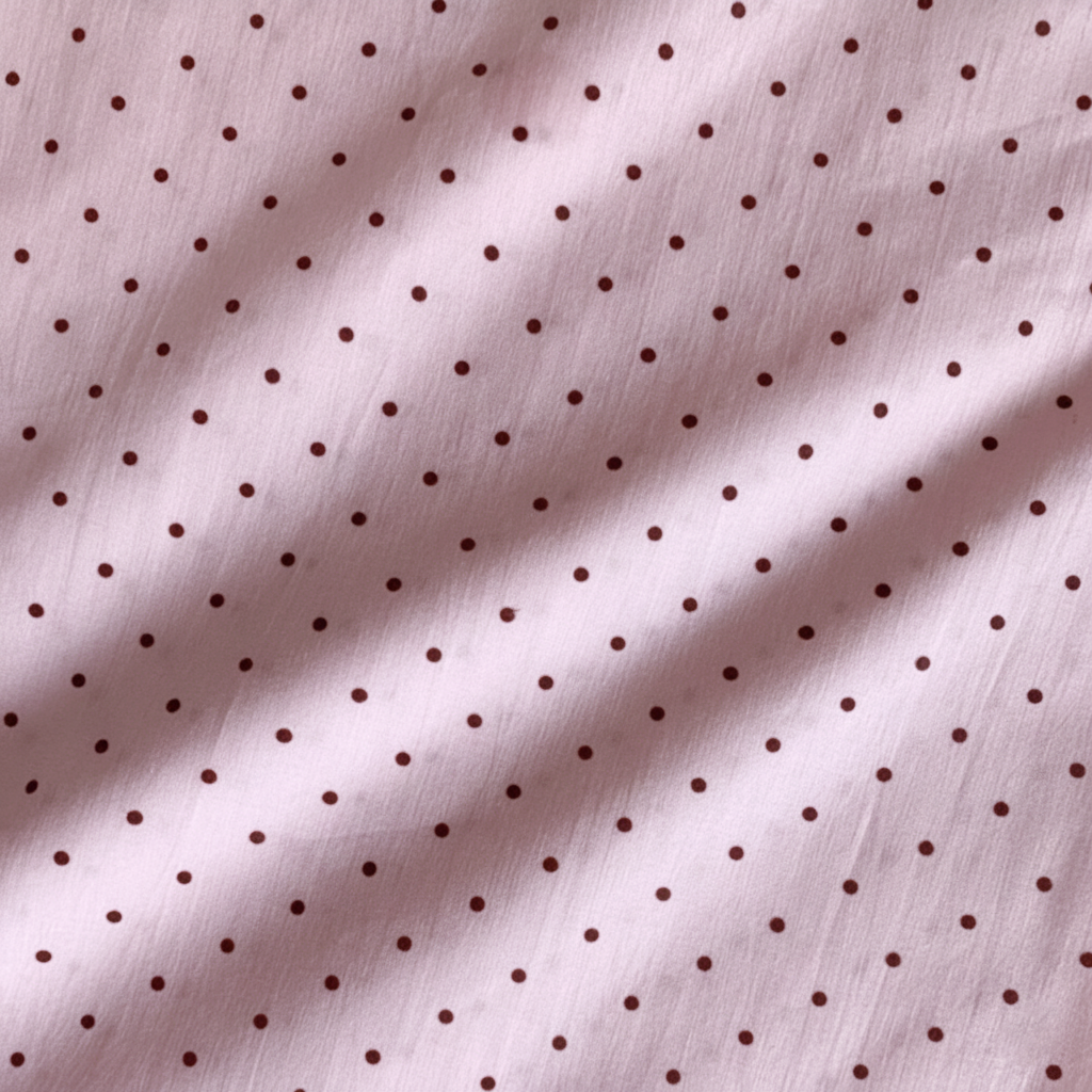 Classic Pink Small Dots 60s Cotton Fabric - Breathable Brown Spotted