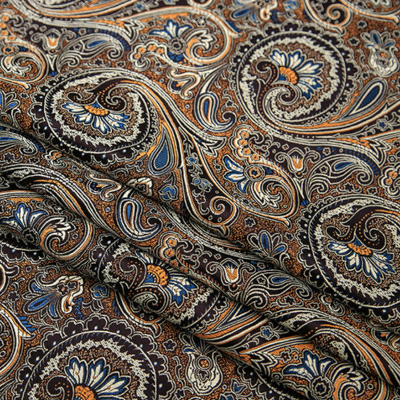 Antique Black Paisley Brocade - Classical Jacquard Pattern Textile