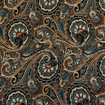 Antique Black Paisley Brocade - Classical Jacquard Pattern Textile