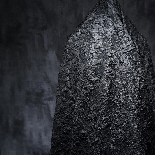 Chic Black 3D Wrinkled Effect Brocade - Crushed Look Textured Upholstery