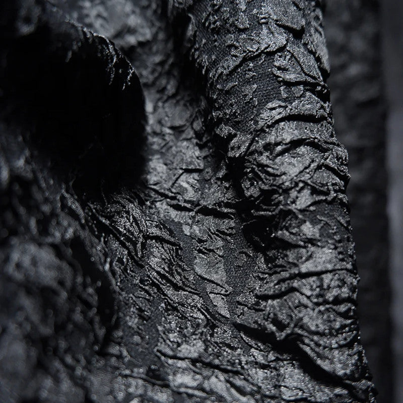 Chic Black 3D Wrinkled Effect Brocade - Crushed Look Textured Upholstery