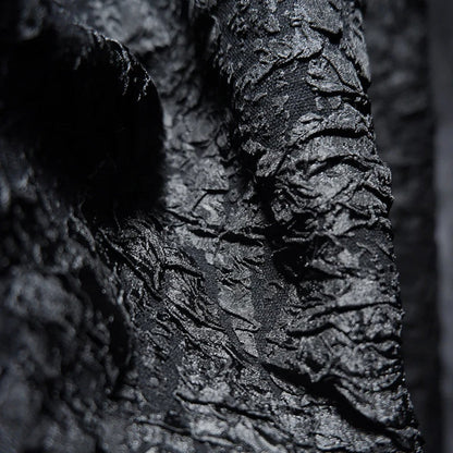 Chic Black 3D Wrinkled Effect Brocade - Crushed Look Textured Upholstery