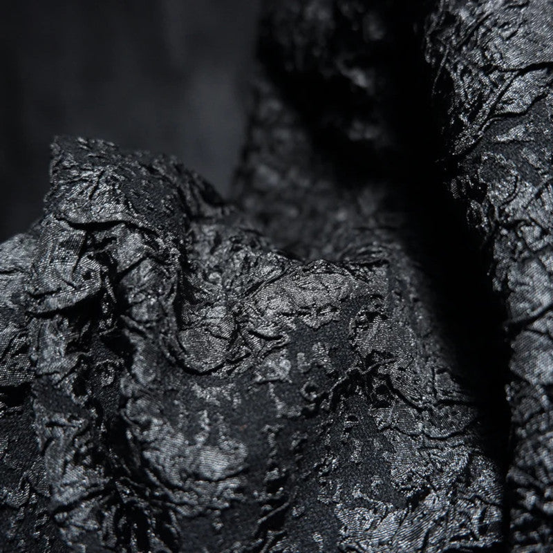 Chic Black 3D Wrinkled Effect Brocade - Crushed Look Textured Upholstery