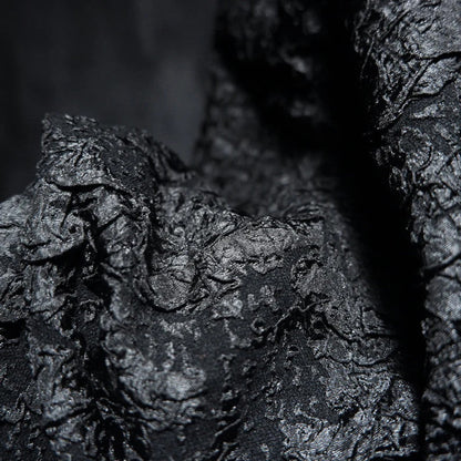 Chic Black 3D Wrinkled Effect Brocade - Crushed Look Textured Upholstery