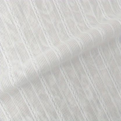 White Cotton Jacquard Stripe Fabric – Textured Decorative Material