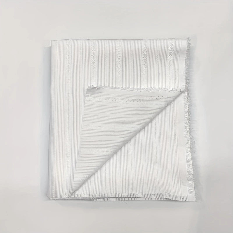 White Cotton Jacquard Stripe Fabric – Textured Decorative Material